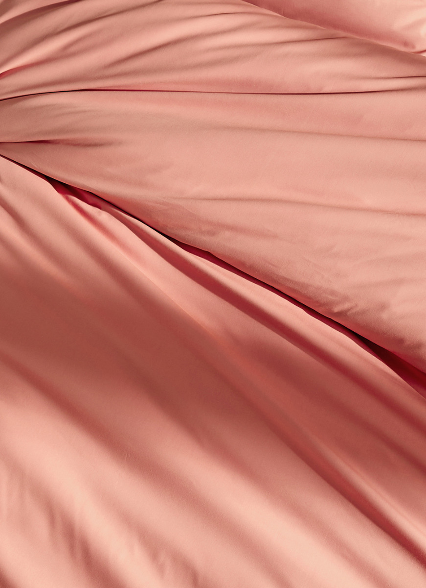 HOUSSE DE COUETTE UNIE EN PERCALE DE COTON CORAIL