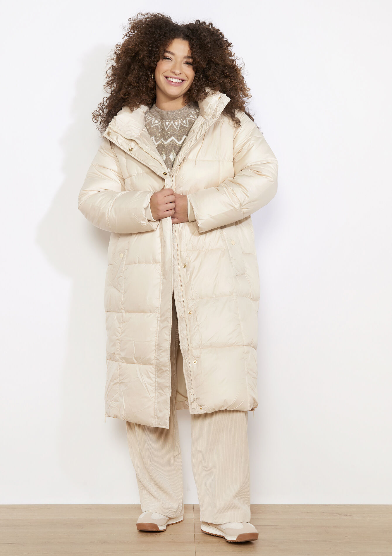 Lange gewatteerde jas