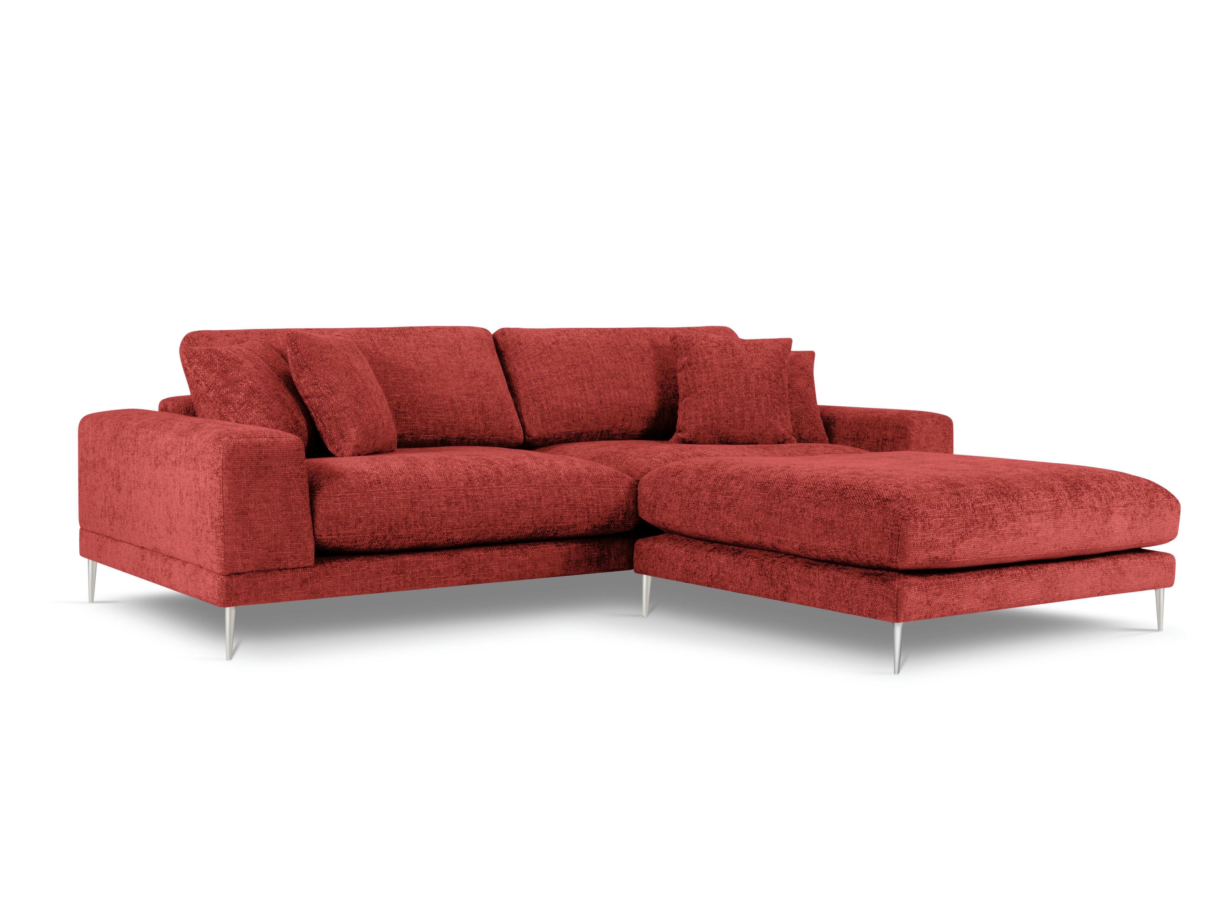 JOG - Canapé d'angle droit 5 places en tissu structuré rouge