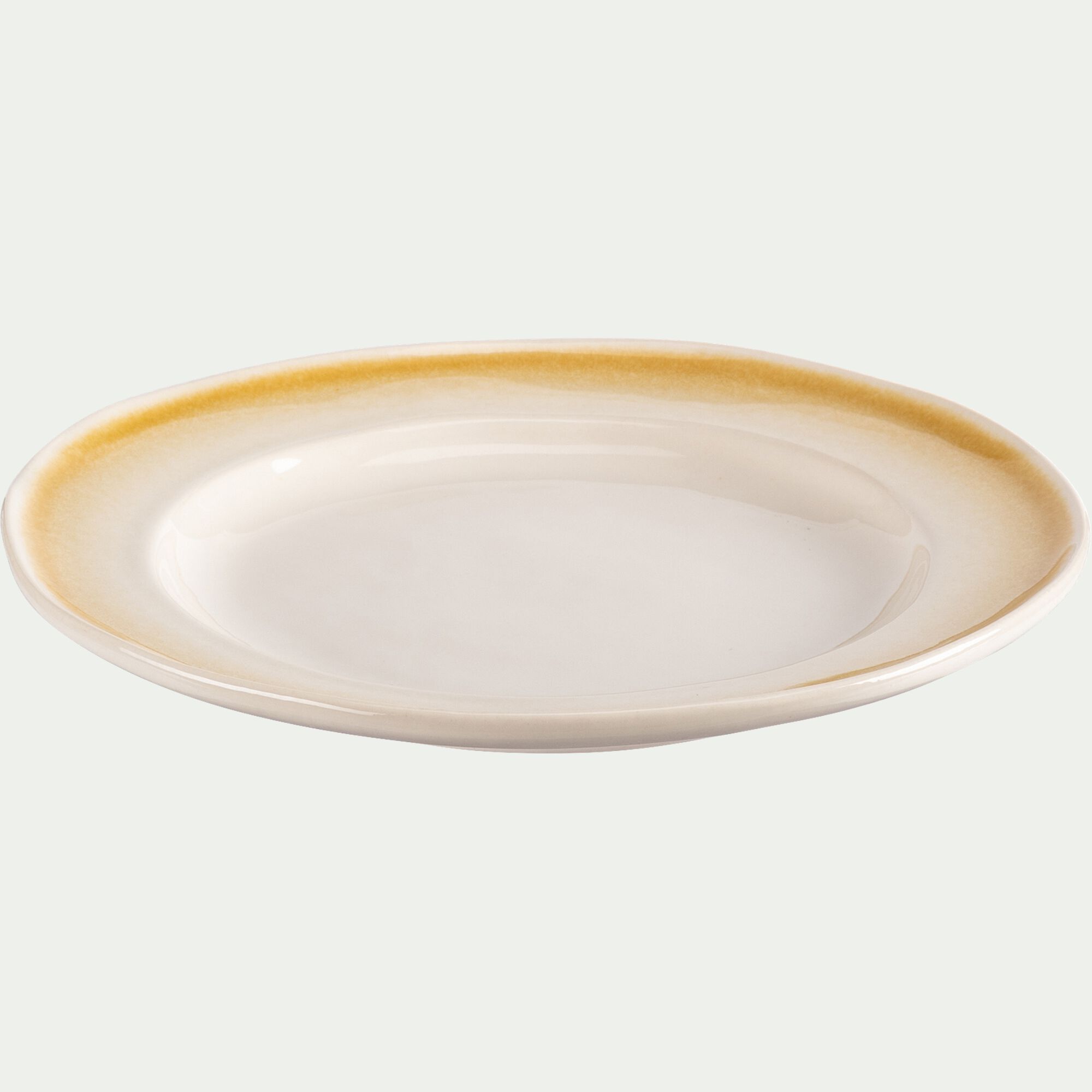 MIEL - Assiette à dessert peinte en grès D21,5cm - blanc