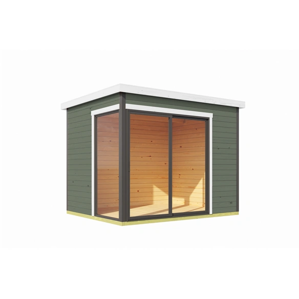 Gartenhaus »Austin«, BxHxT: 300 x 239,4 x 240 cm, (Außenmaß inkl. Dachüberstand), grüngrau
