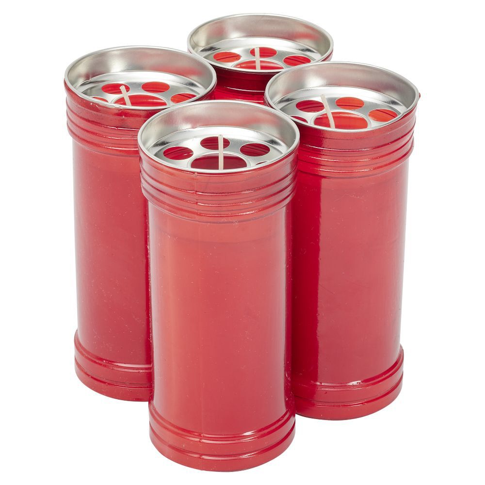 Bougie funéraire rouge H14cm x4
