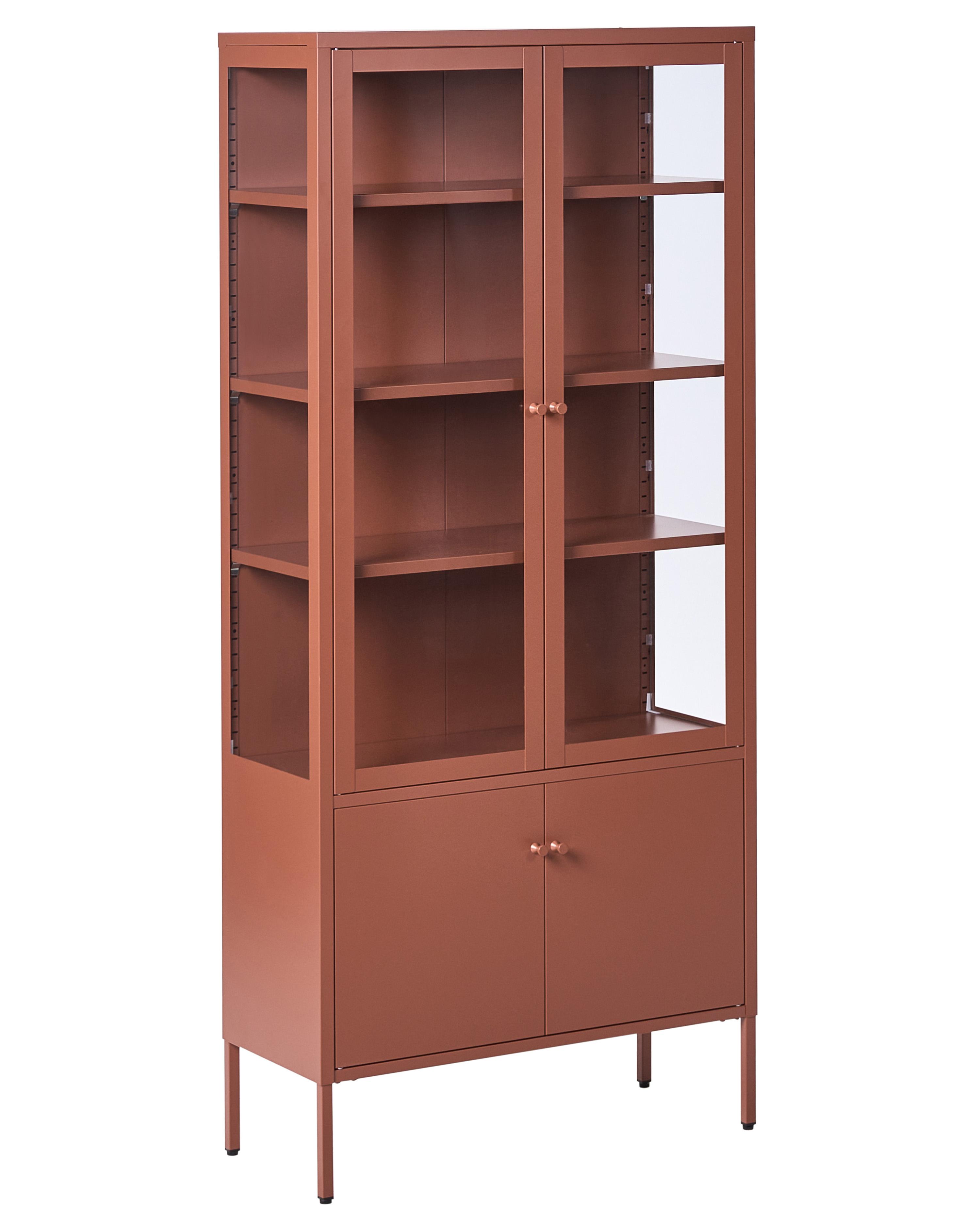 Glass Display Cabinet OXTED Metal 80 cm Golden Brown