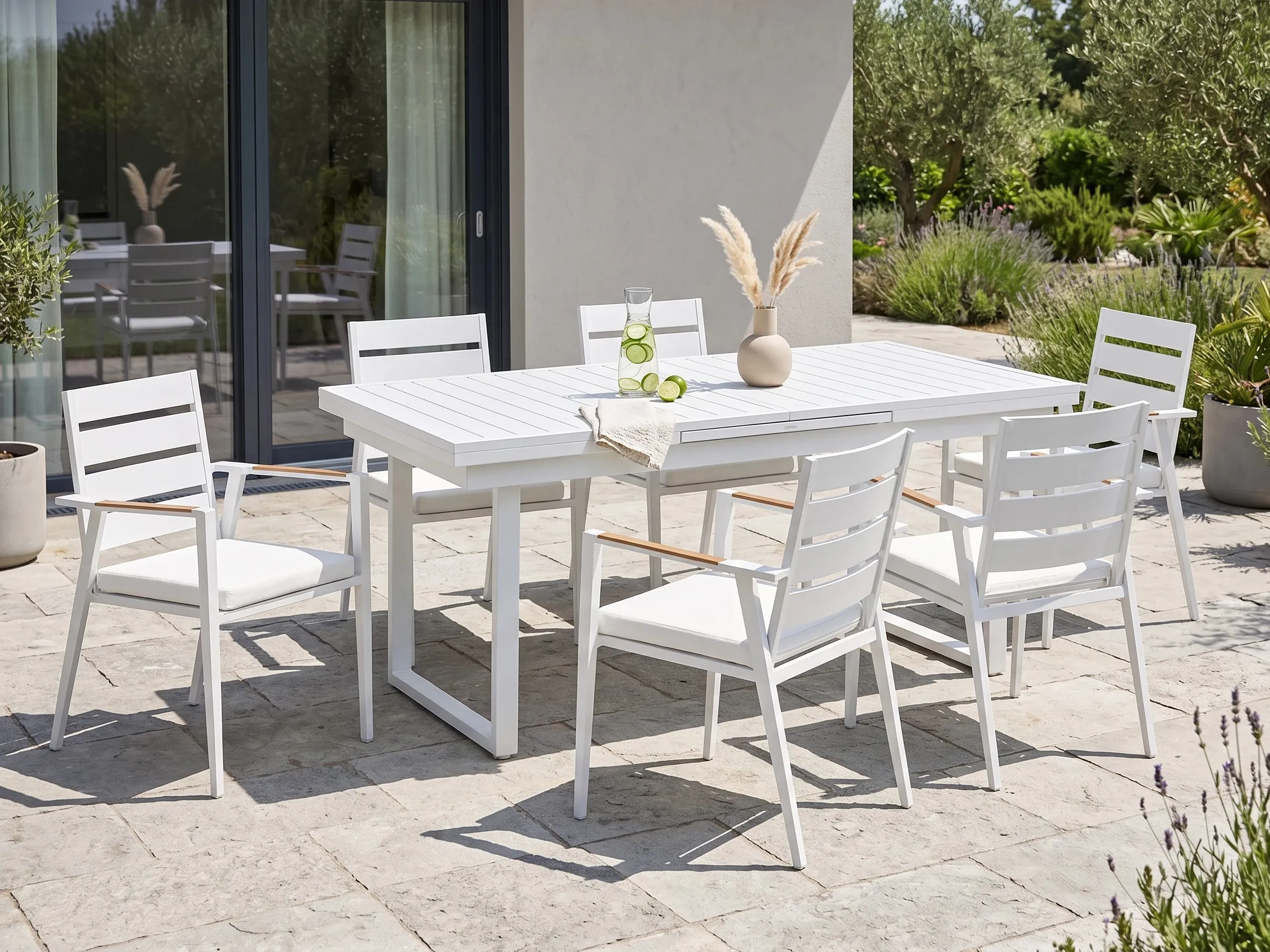 Garden Dining Set 6 Seater VALCANETTO/TAVIANO Metal White