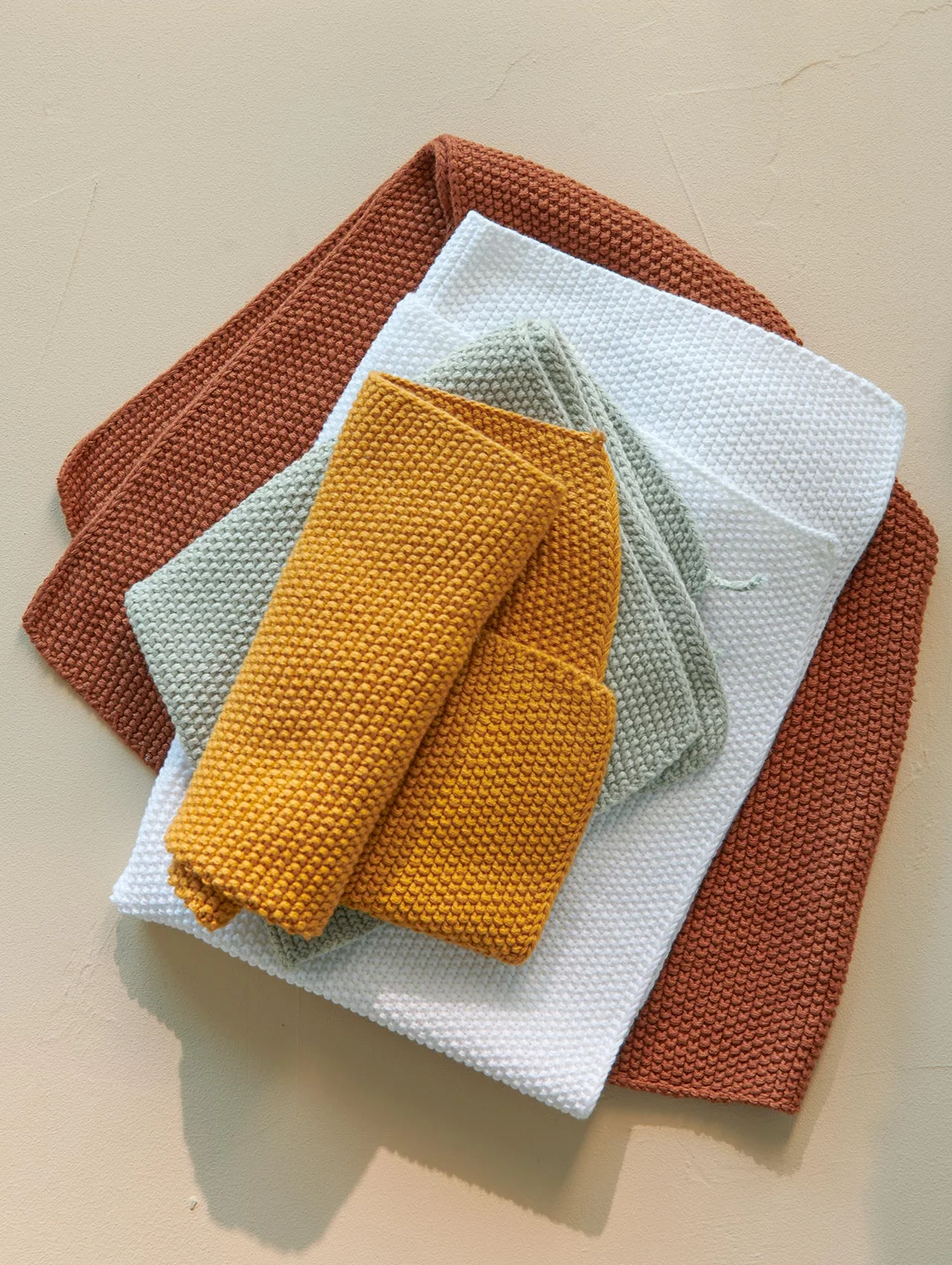 2er set baumwolltuch gestrickt, weiß
