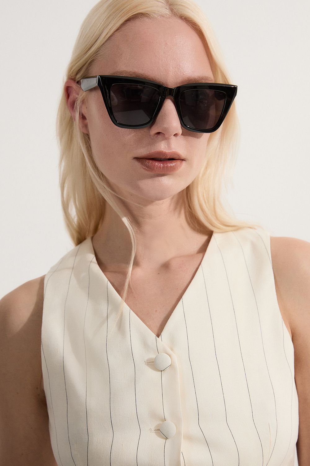 KarenMillen Premium Linen Viscose Pinstripe Tailored Waistcoat