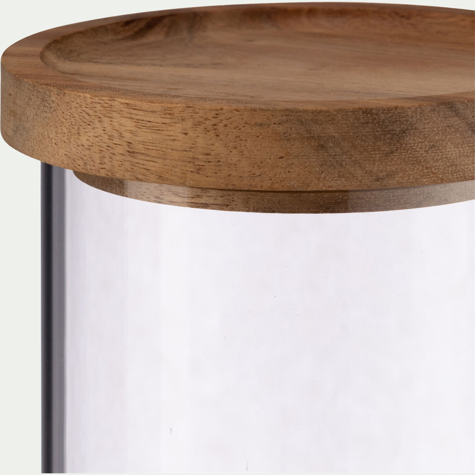 RONDA - Bocal en verre avec couvercle en acacia 1,5L - transparent