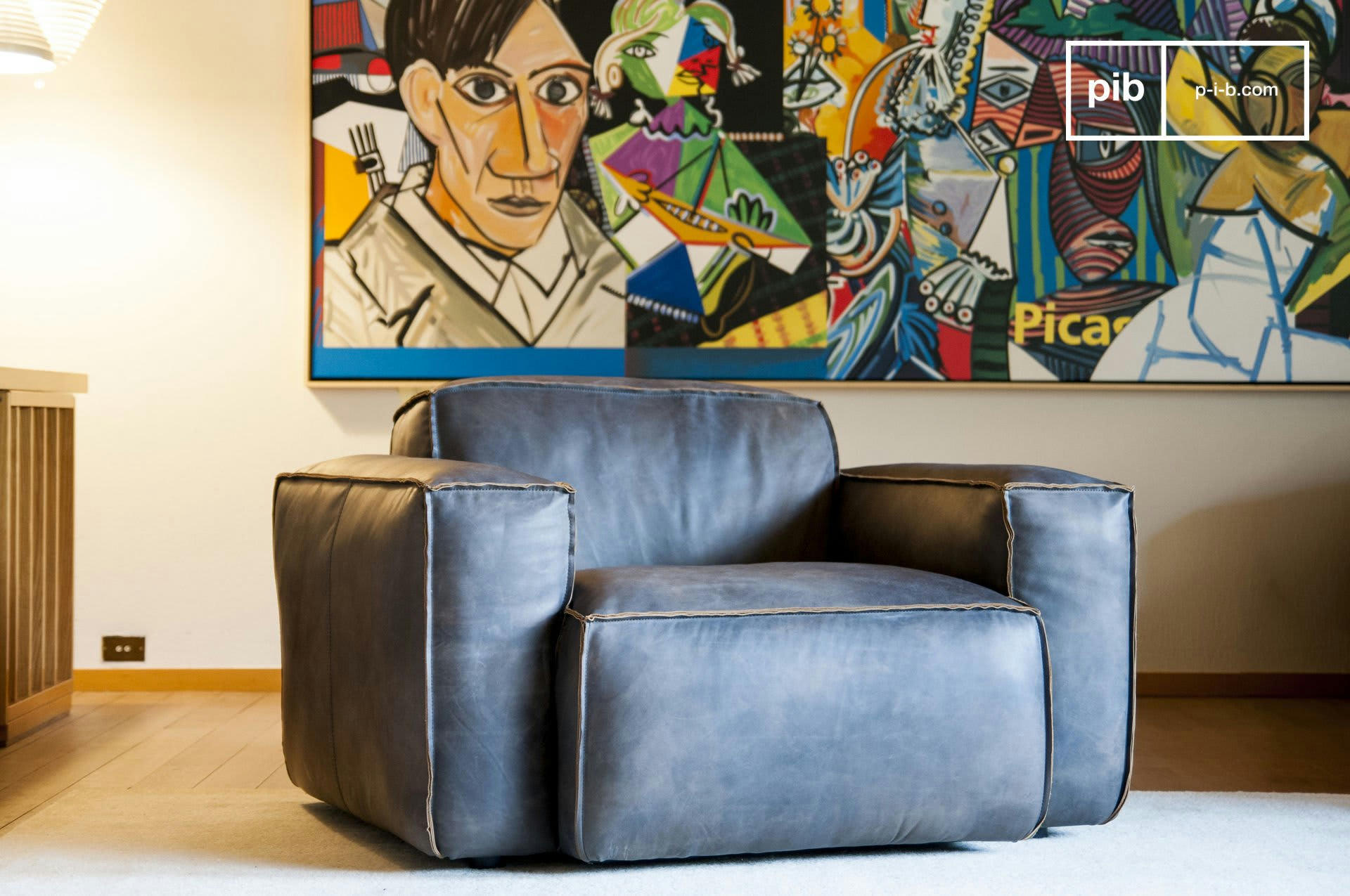 ATSULLIVAN - Fauteuil en cuir Gris