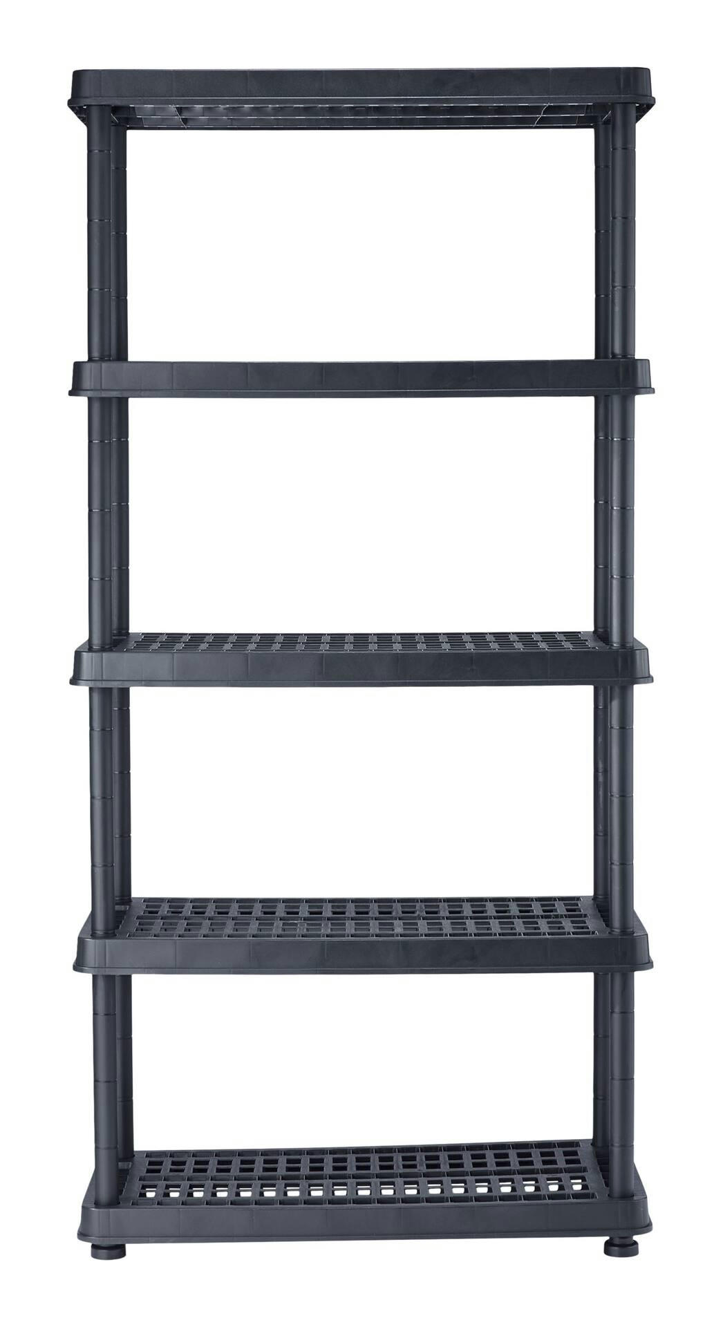 Certified Adjustable 5-Shelf Resin/ Plastic Storage Rack/ Shelving Unit, 36 x 18 x 72-in