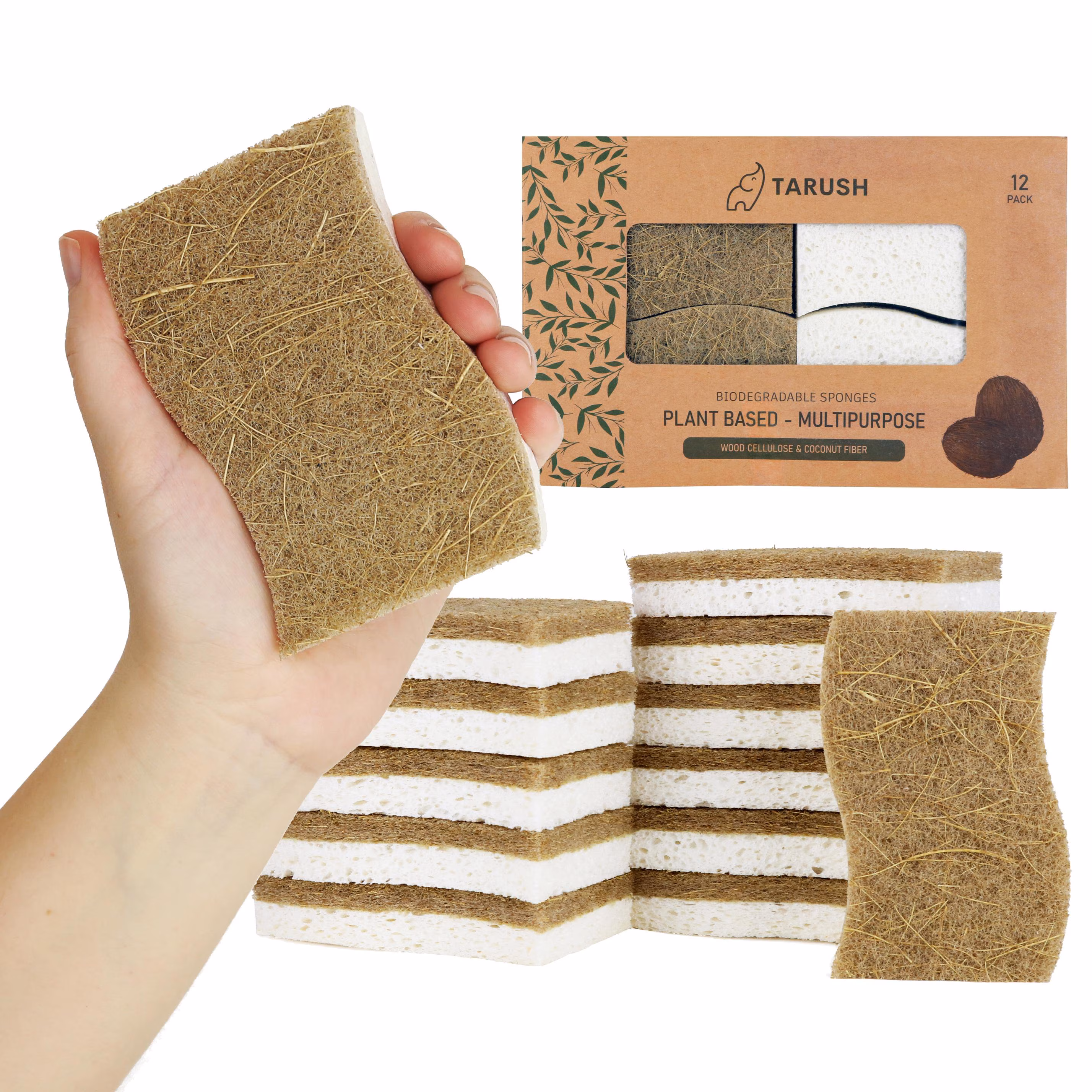 Eco-Friendly 12 Pack Natural Kitchen Sponges