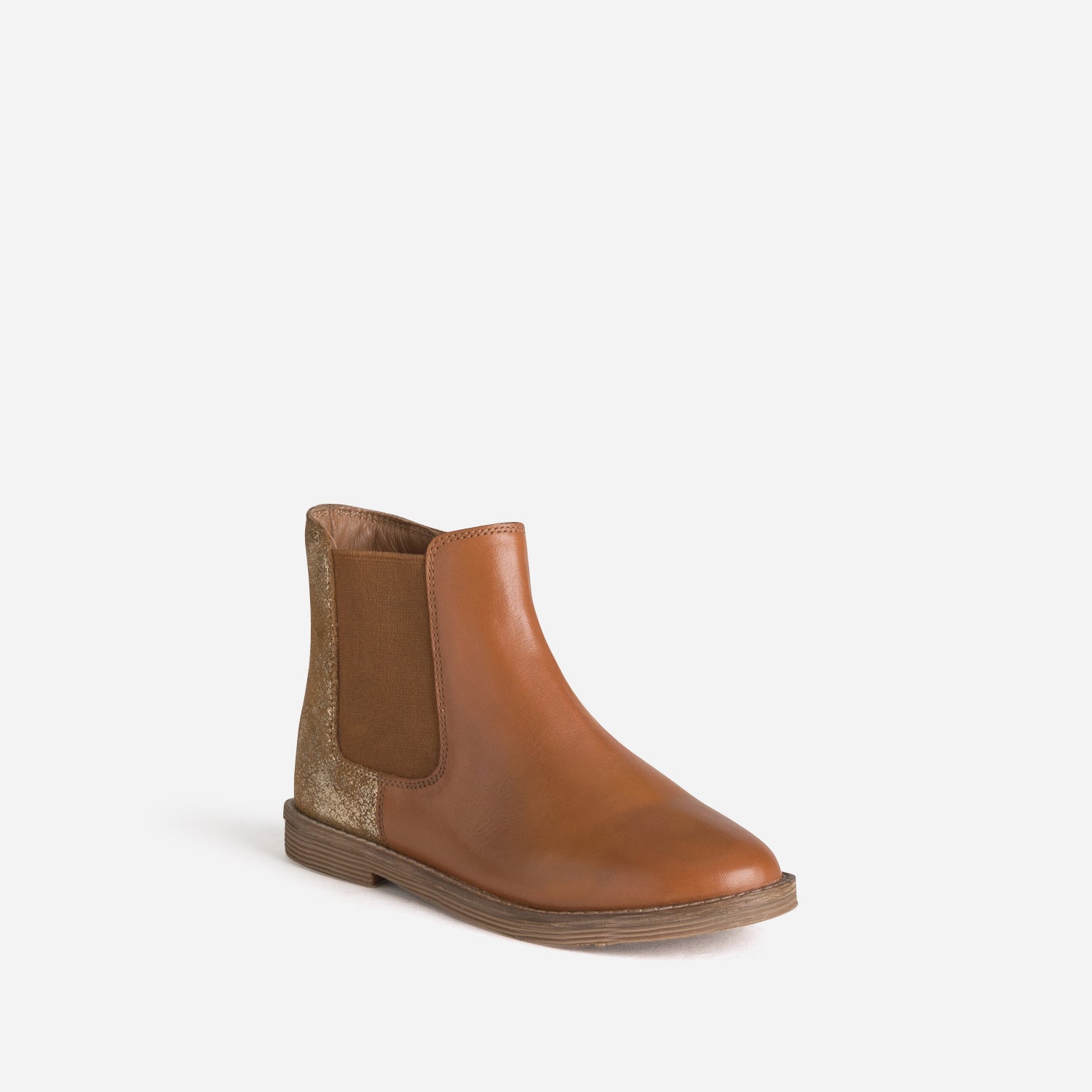 Chelsea boots BUGGY camel et doré cuir