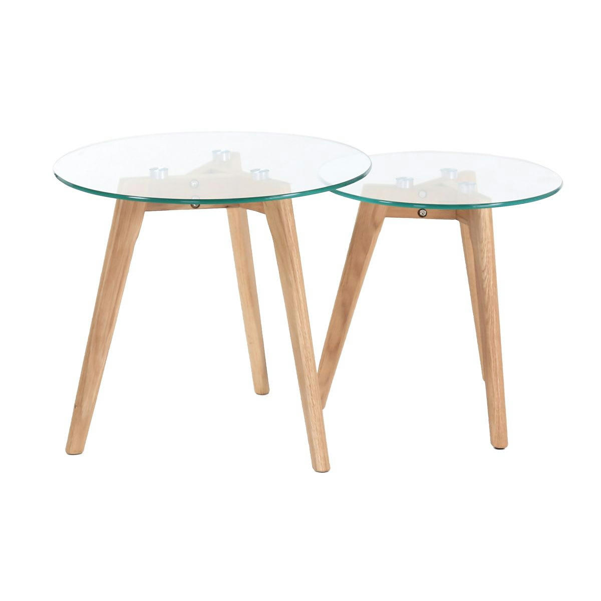 SCANDIE - Tables basses gigognes chêne et verre