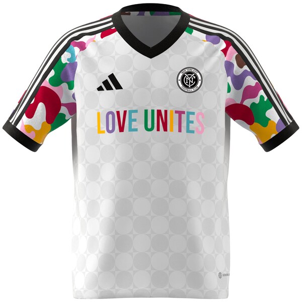New York City FC adidas Youth 2024 Pride Pre-Match Top - White