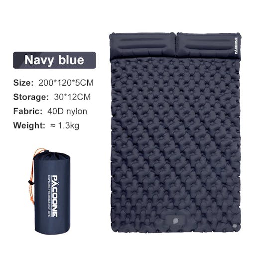 NNEOBA Extra-Wide Double Inflatable Camping Mattress Folding Pad Blue