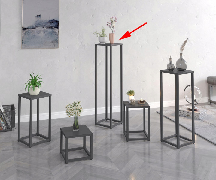 Nowoczesny Stojak Na Kwiaty 20x20x78 Loft Salon Czarny