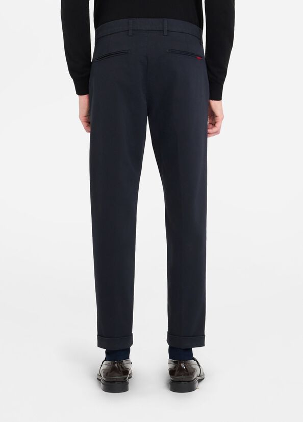 Pantaloni chino in cotone con risvolto