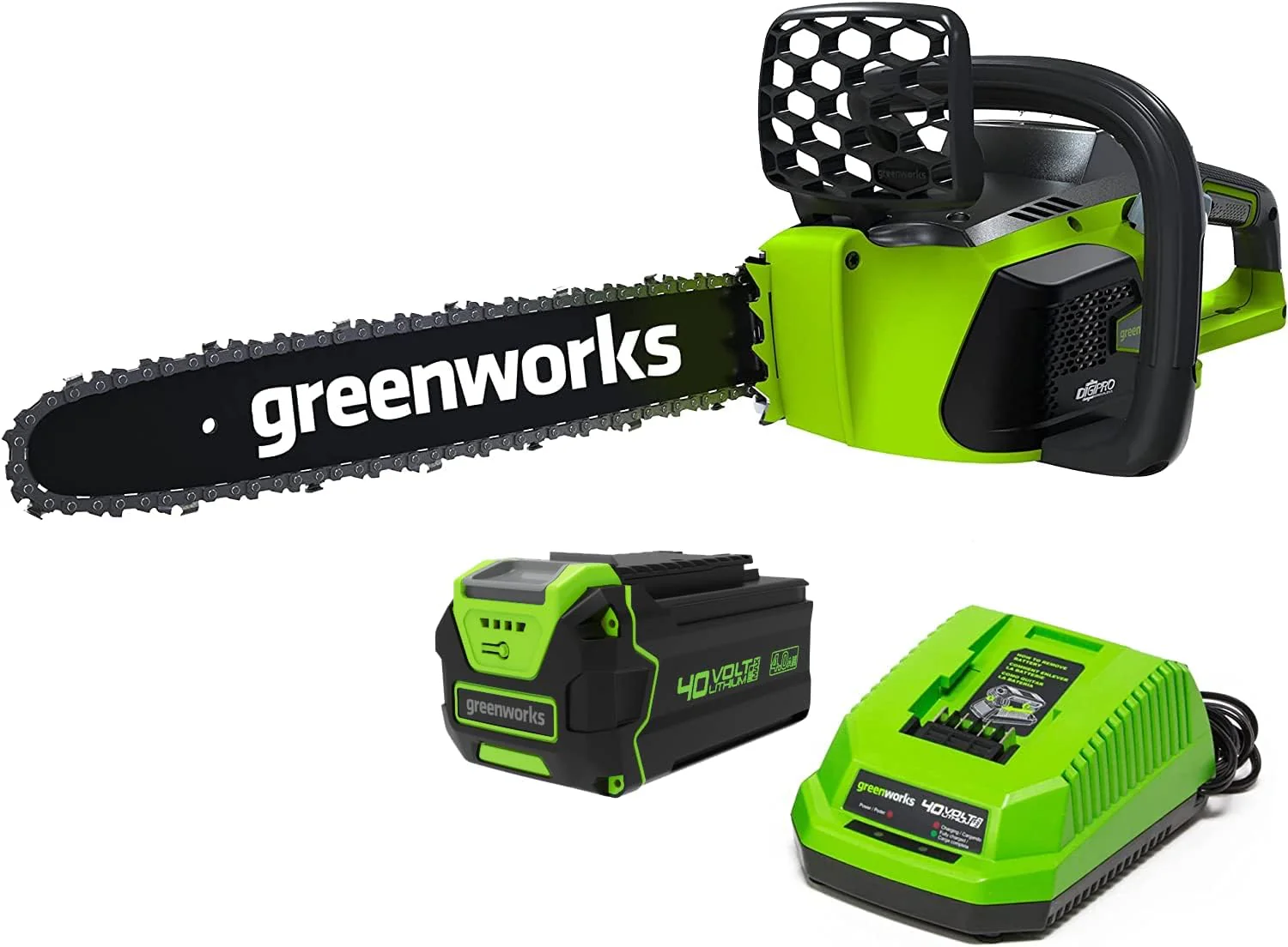 Greenworks 40V 16 Brushless Cordless Chainsaw, 4.0Ah Battery and Charger Included(40V 16?? (4.0Ah))