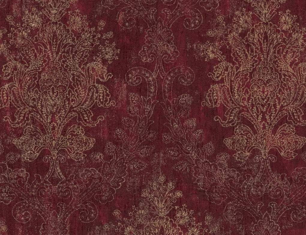 Vliestapete Ornament Bordeaux, Gold