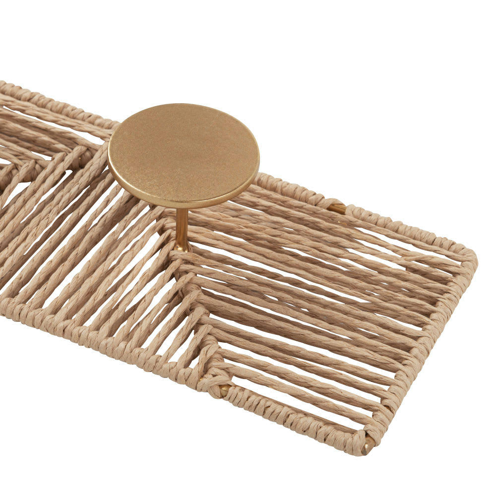 MARSALI - Patère 3 crochets dorés en papier et métal beige