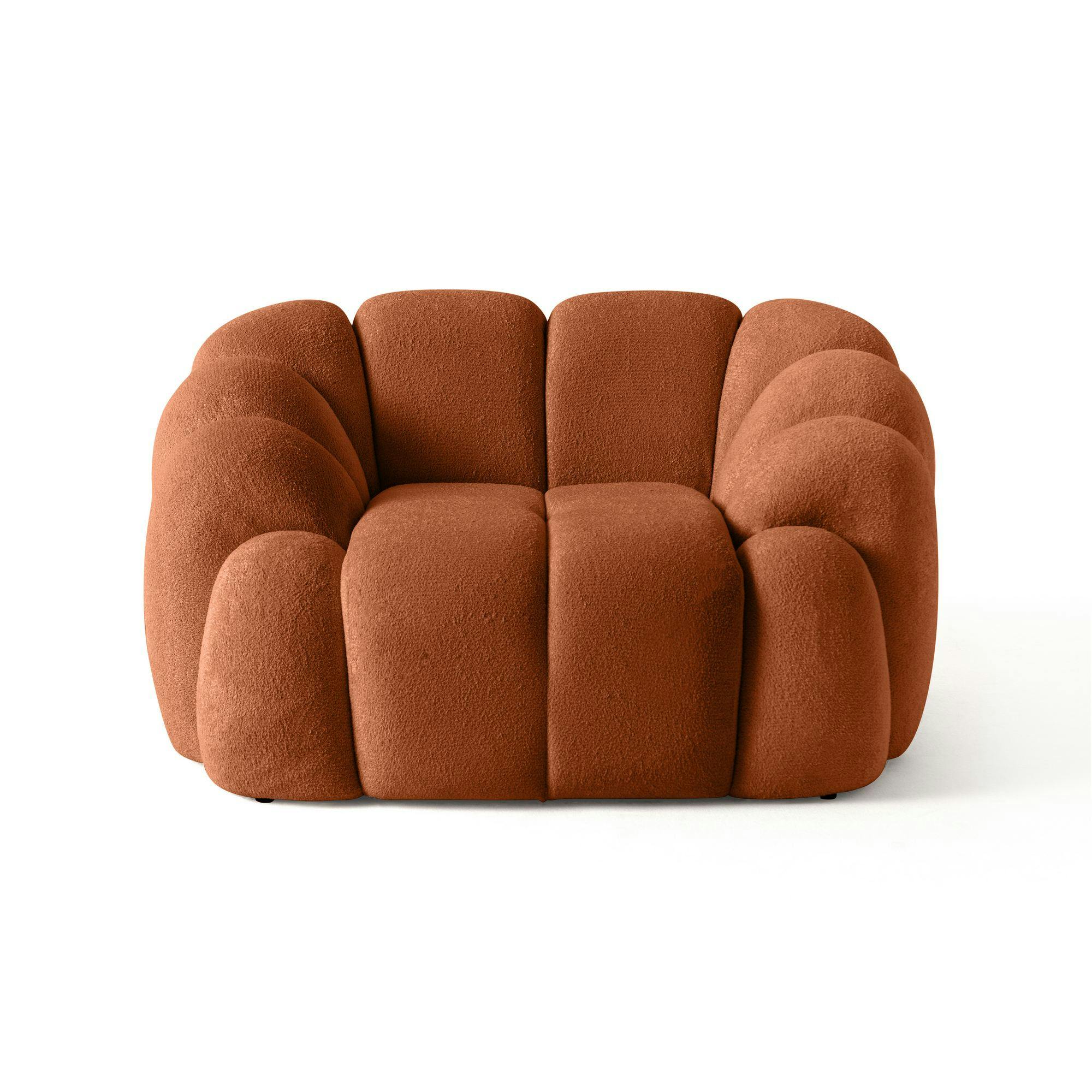 Fauteuil de salon terracotta design arrondi ONDA