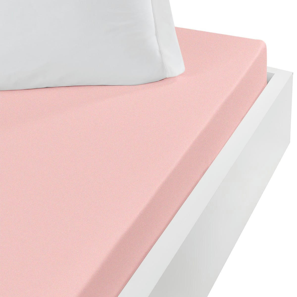 MANHATTAN - Drap housse jersey de coton peigné extensible poudre 80x200 cm