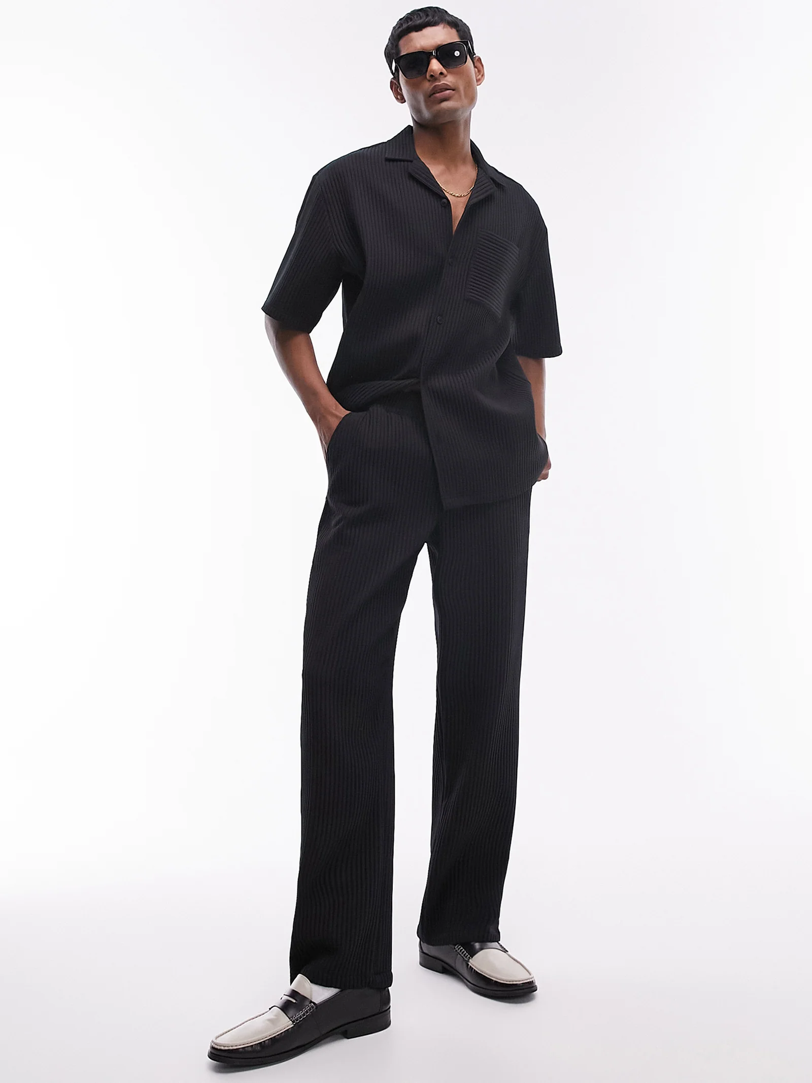 Co-Ord Wide Leg Plissé Trousers