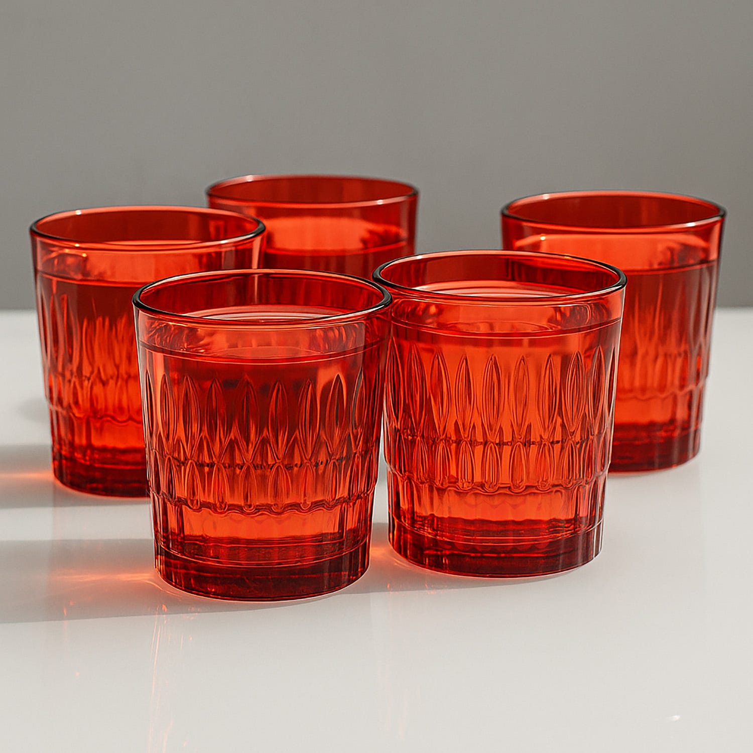 Set 6 bicchieri acqua rossi in vetro Rain Pasabahce