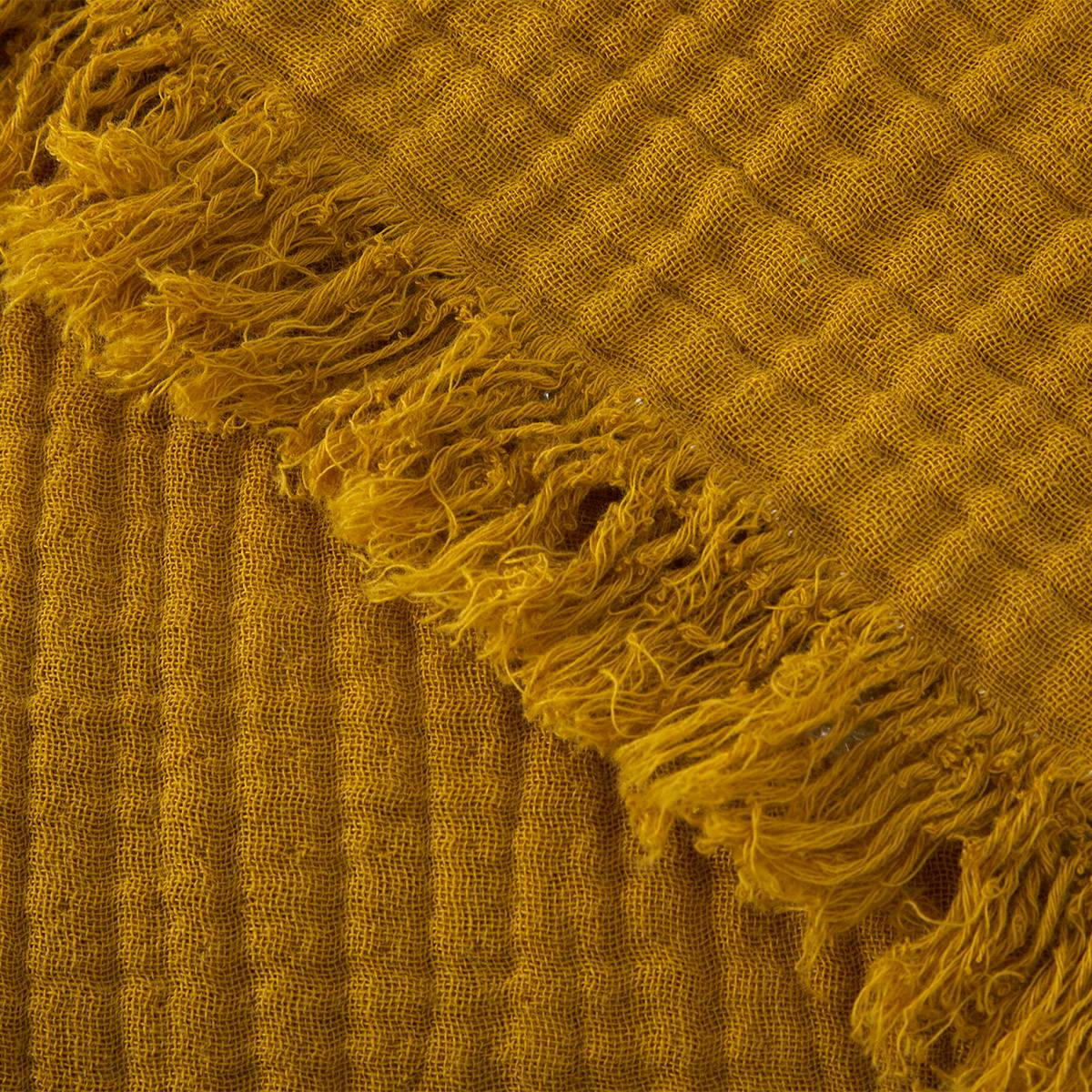 CYCLADES - Couvre lit en coton jaune 260 x 240 cm