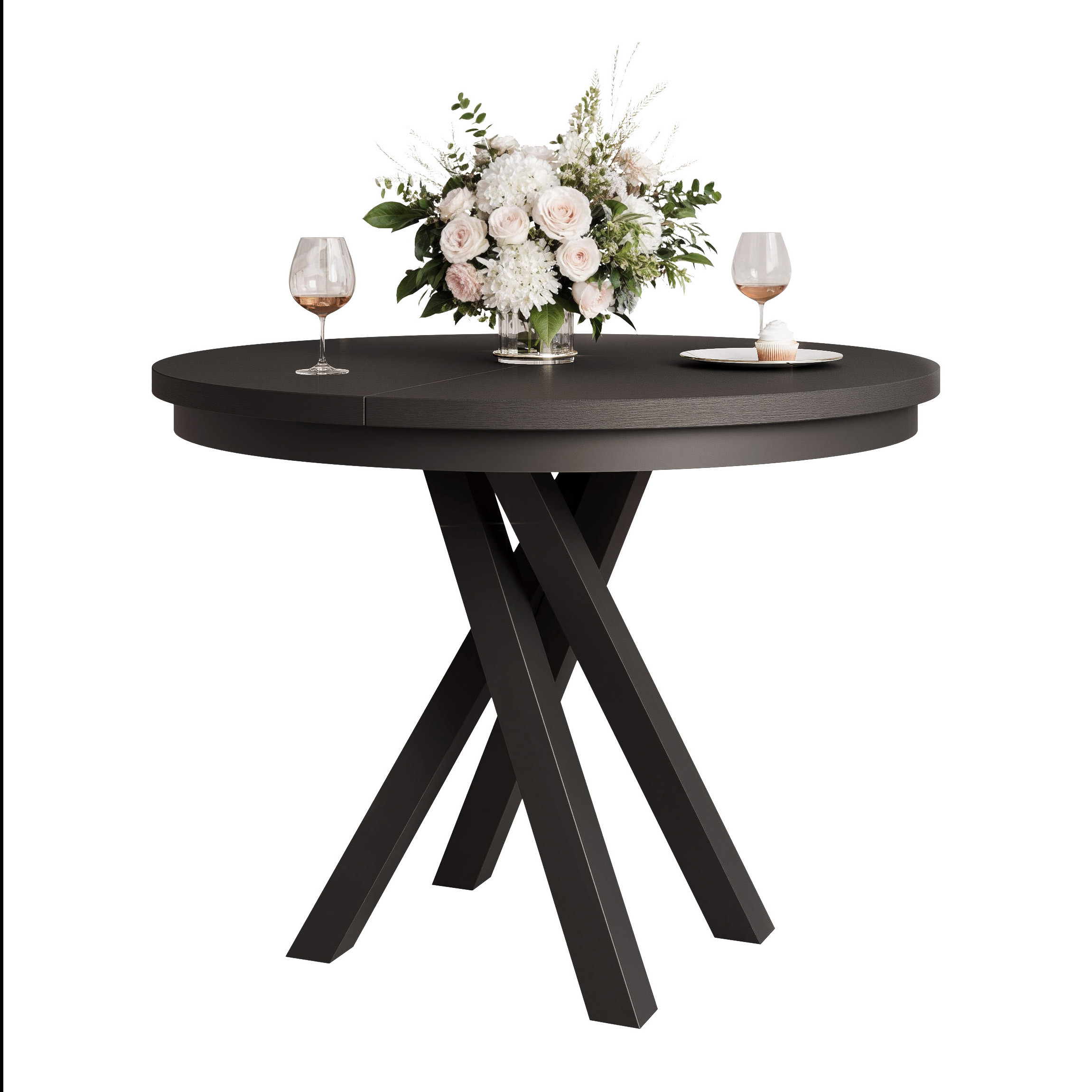 Stół rozkładany okrągły LORIEN 100/140 cm - czarny