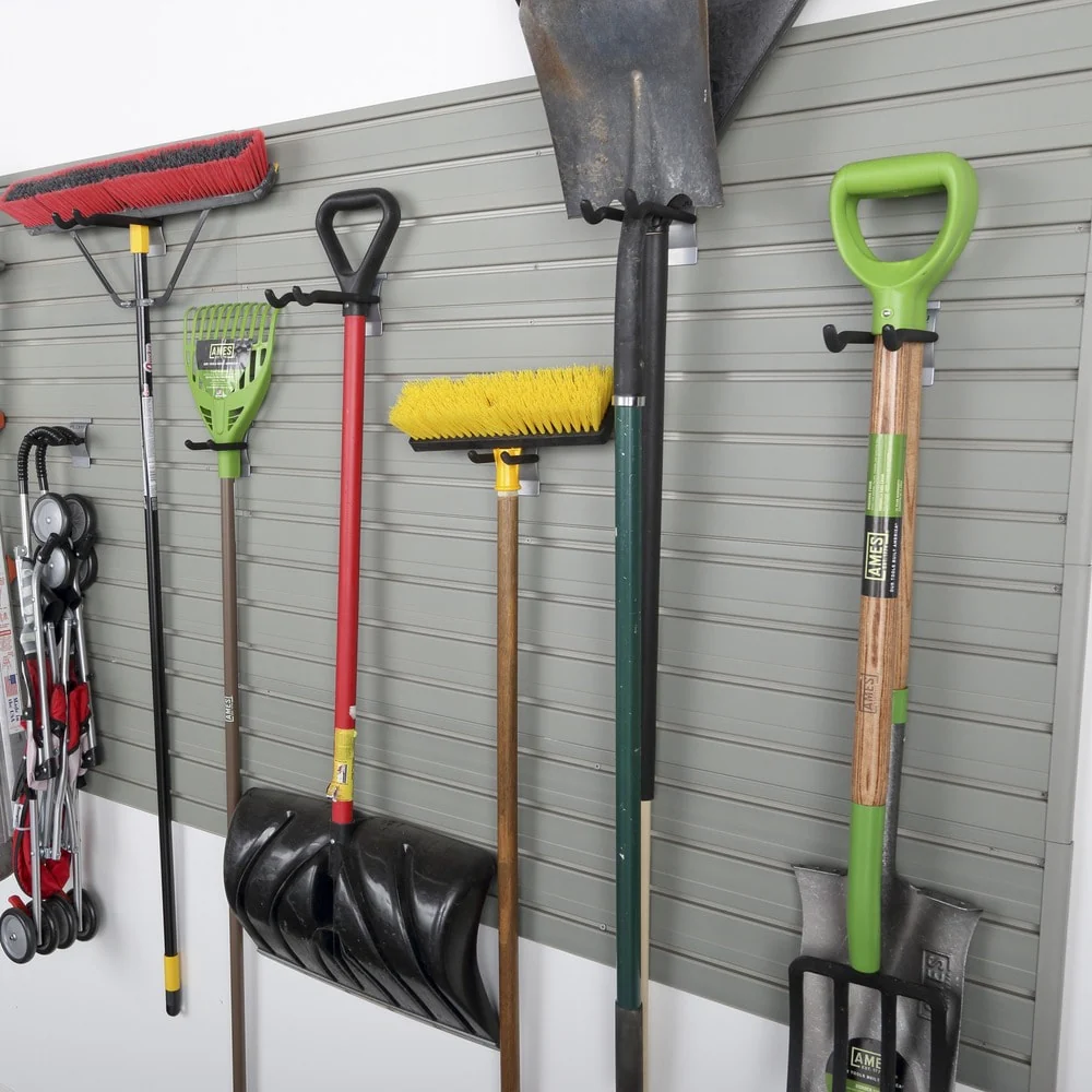 16 Piece Slatwall Panel, Hook, Shelf Storage Set- Silver Slat Wall