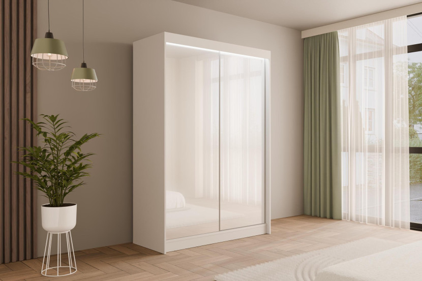 Szafa z drzwiami przesuwnymi i LED PEKA 150 x 215 cm