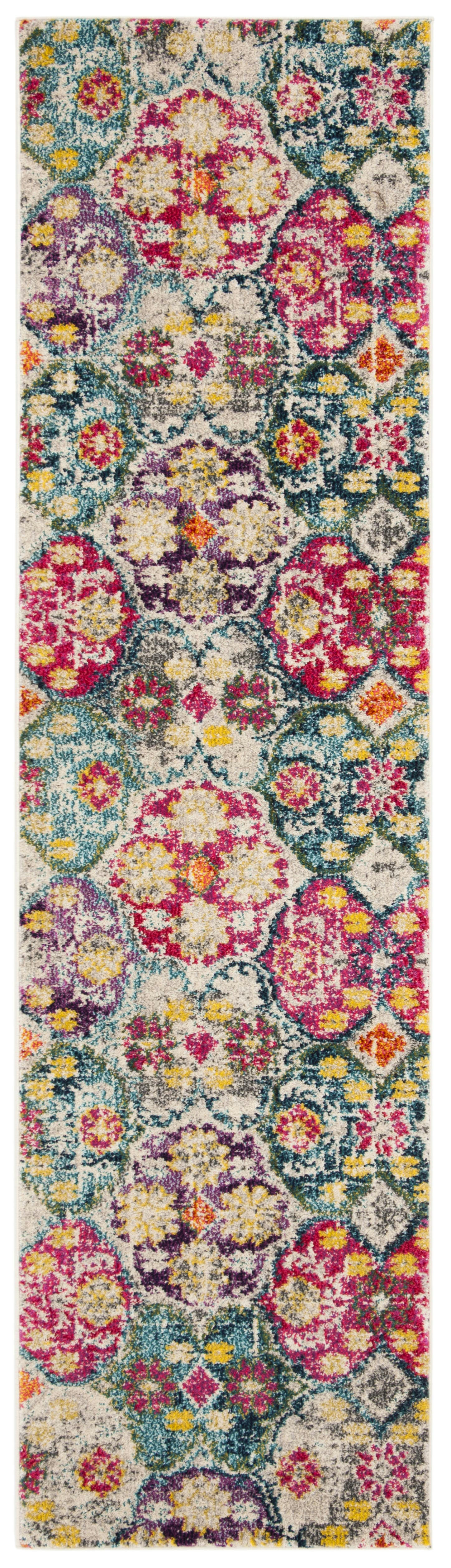 MONACO - Tapis de salon interieur en gris & fuchsia, 66 x 244 cm