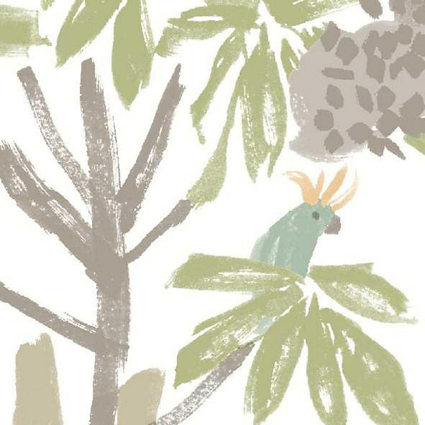 Papier peint vinyle intissé feuillage Les aventures palmeraie vert L.1005 x l.53cm Lutèce