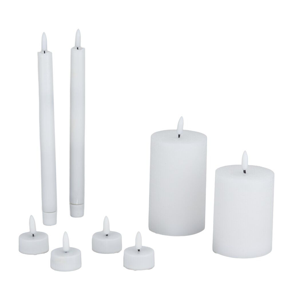 Bougie LED X9 pcs L22X9XH25 cm plastique blanc