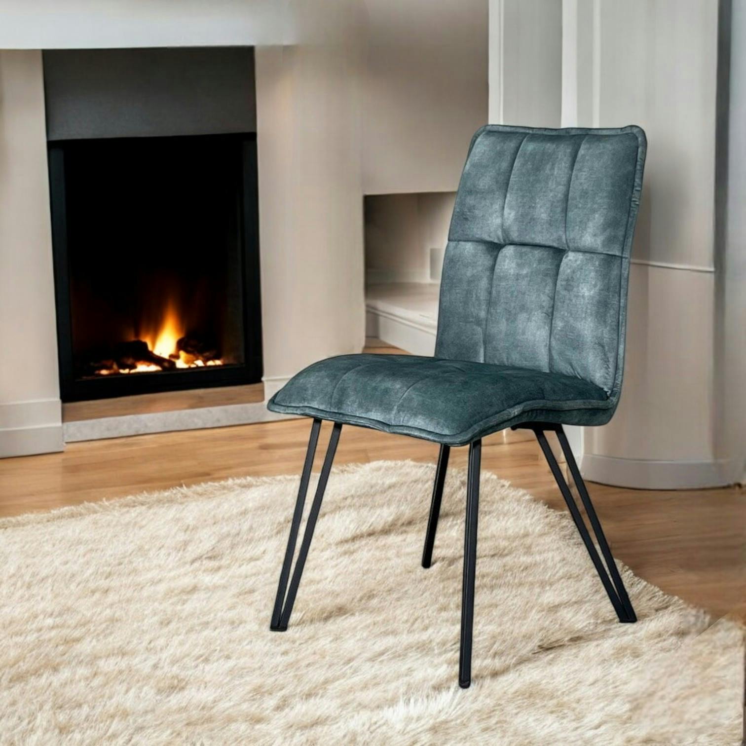 Chaise de salle à manger bleu pétrole avec pieds épingle (lot de 2) MALMOE