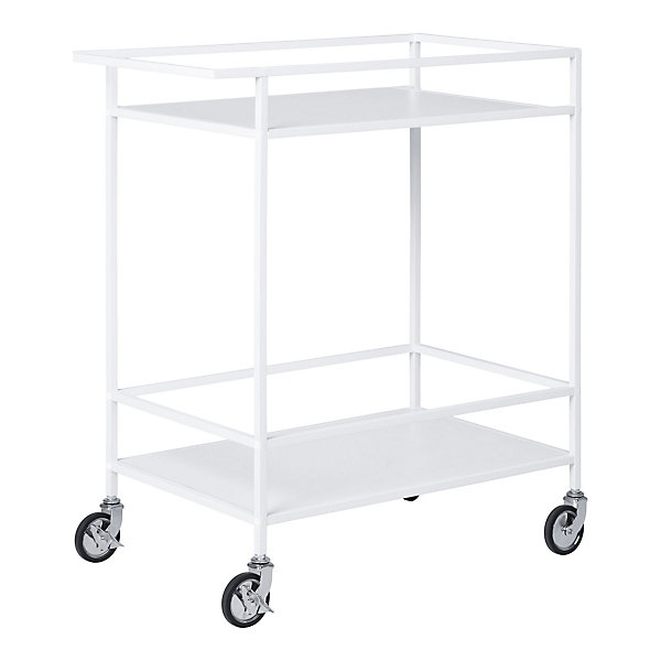 Chariot de bar Vita avec 2 étagères blanches et cadre élégant 68x40x79 cm