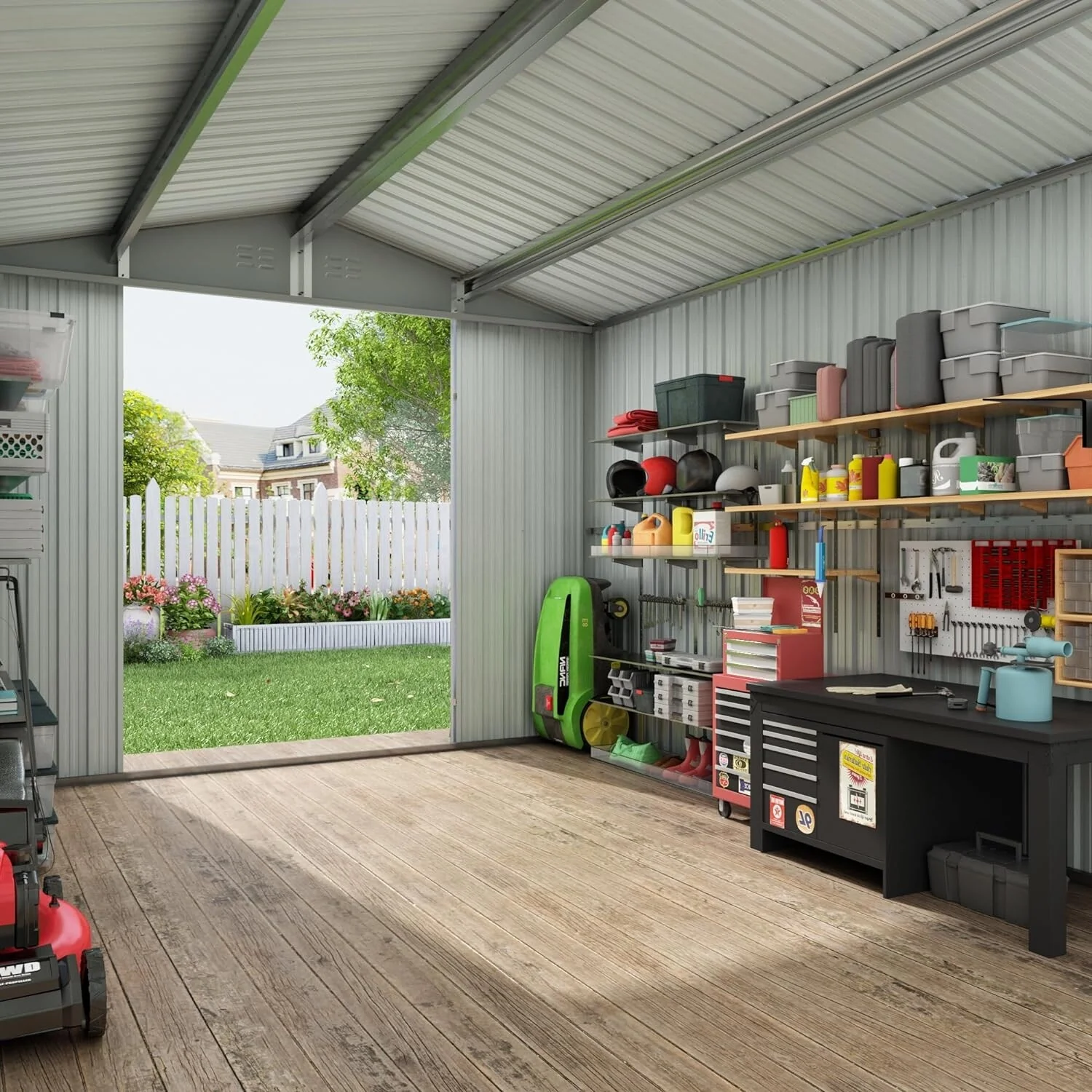 Outdoor Sheds 6FT x 8FT & Outdoor Storage Clearance, Metal Anti-Corrosion Utility Tool House
