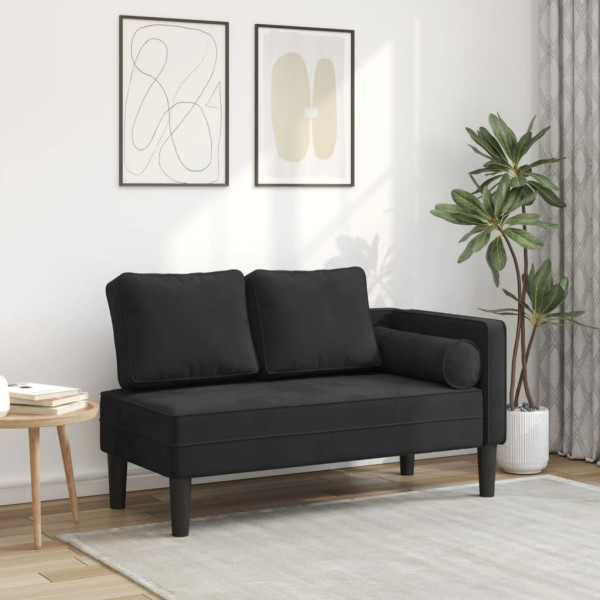 Szezlong Czarny Tapicerowany Leżanka Sofa Fotel Łóżko Aksamitamitem