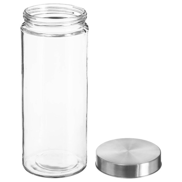 Pojemnik na żywność szklany z pokrywą ze stali nierdzewnej, 2000 ml