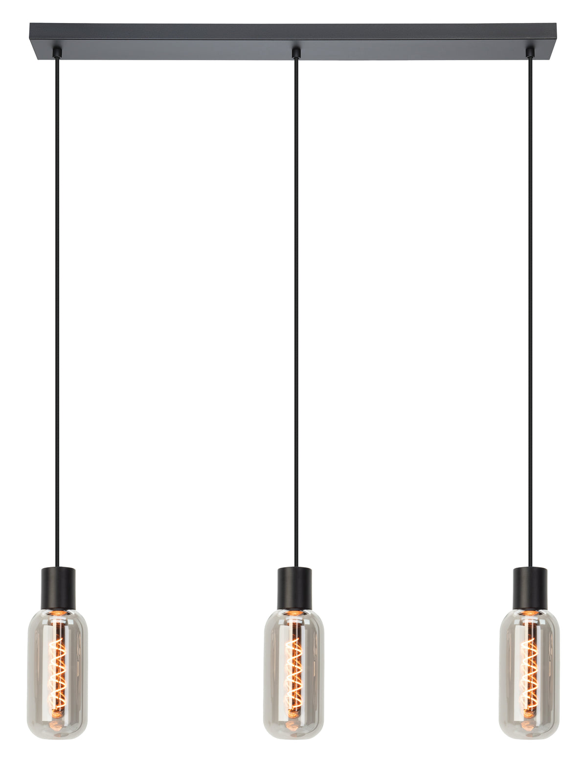 EGLO hanglamp Majone - e27 - smoke glas - 77 cm - zwart