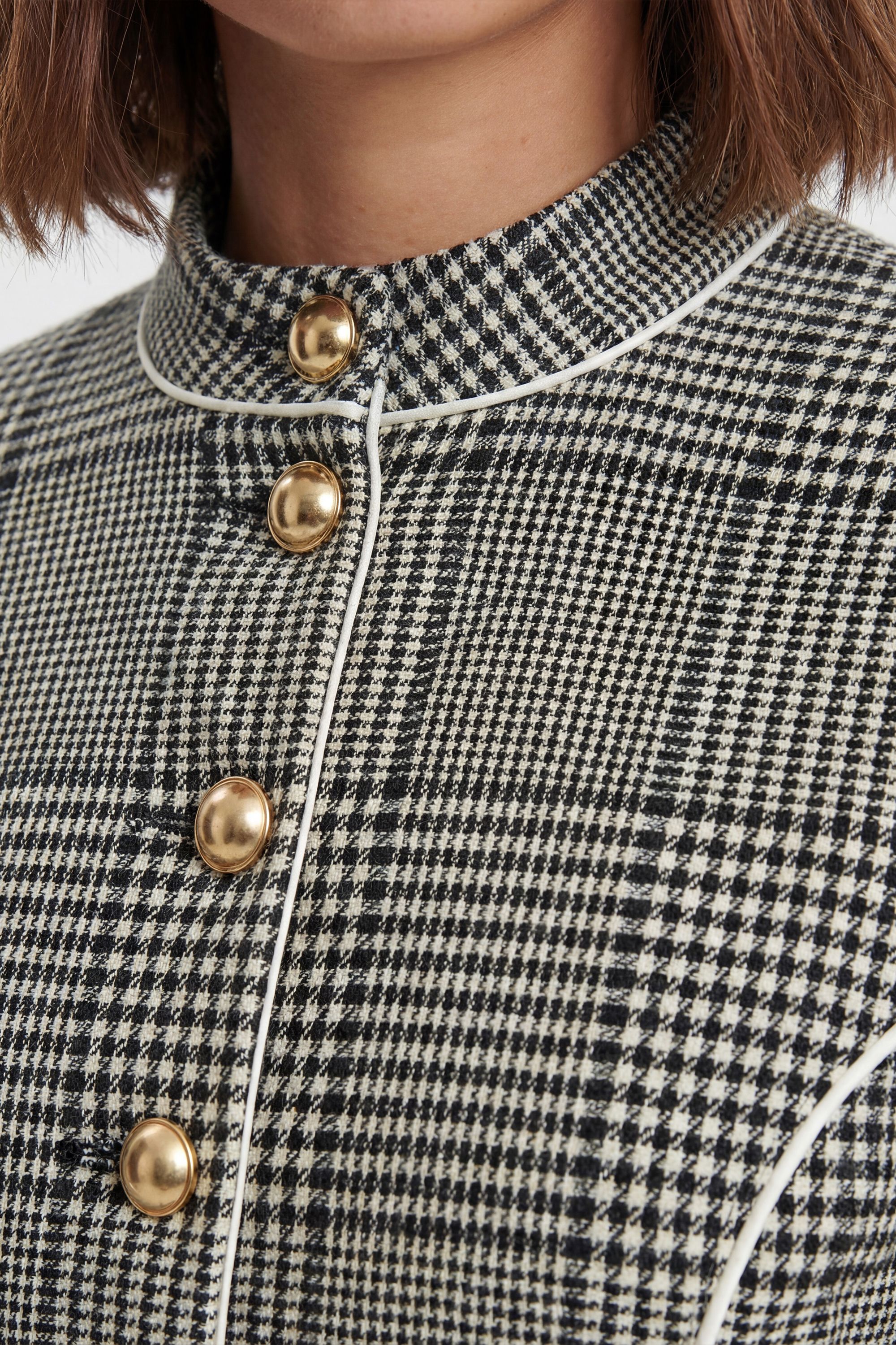 KarenMillen Petite Tailored Check High Neck Jacket