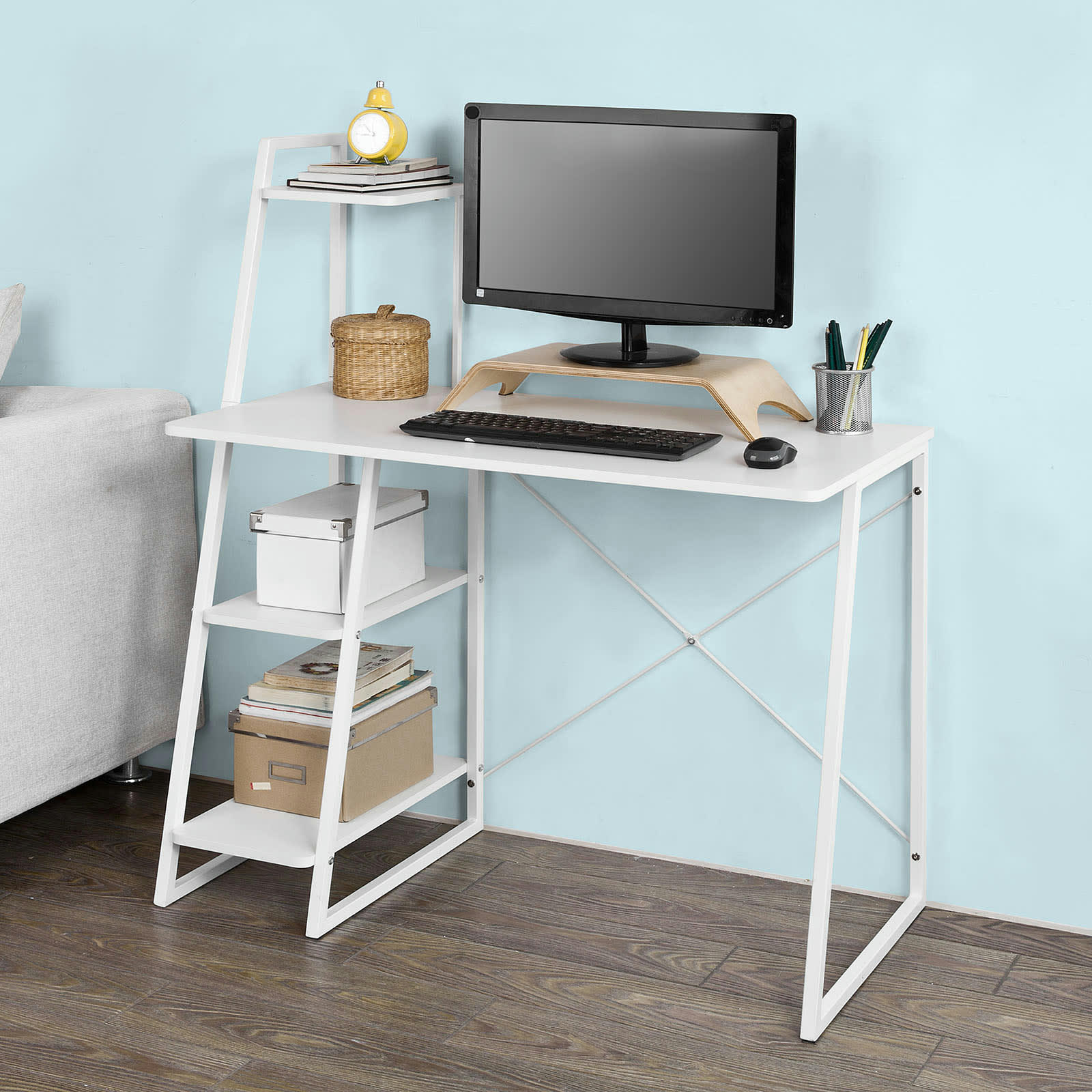 - Bureau informatique en panneau de particule blanc