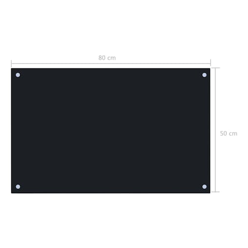 NNEVL Kitchen Backsplash Black 80x50 cm Tempered Glass