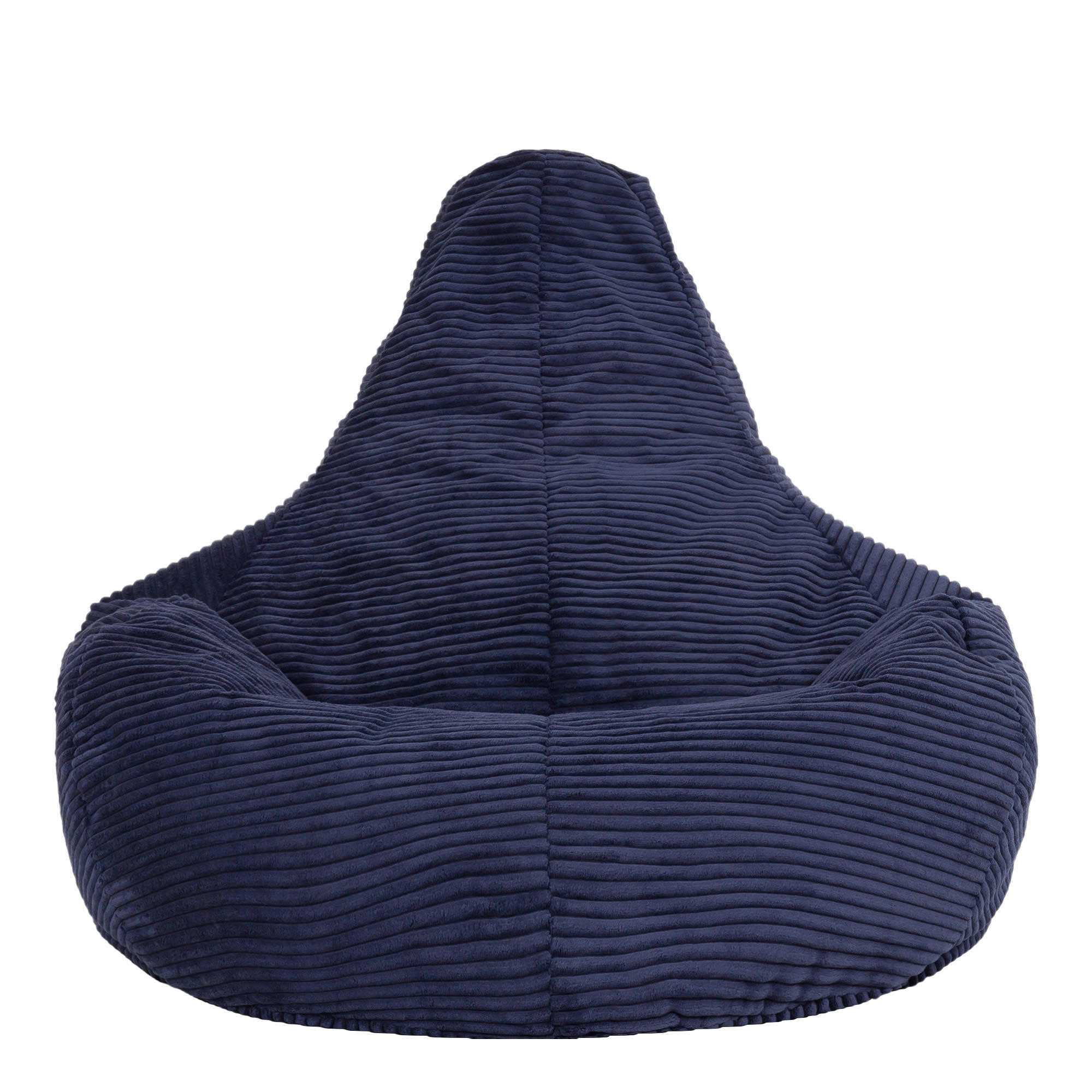 DALTON - Pouf inclinable velours côtelé bleu marine