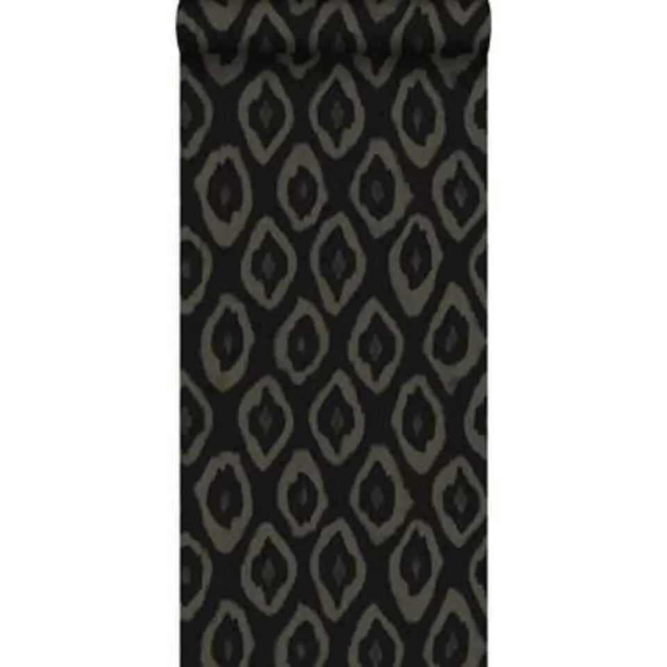 Origin behang - ikat motief - zwart - 53 cm x 10,05 m