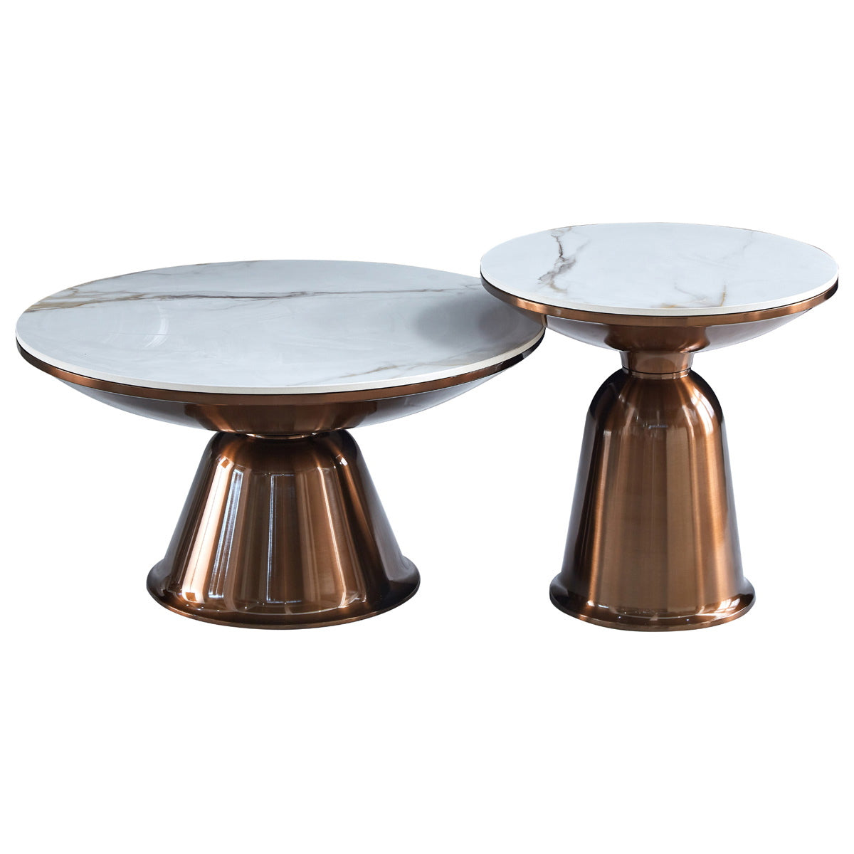 StarFurn Salontafel Alix - Rond Wit Marmer - Set van 2 - 75x75x41cm
