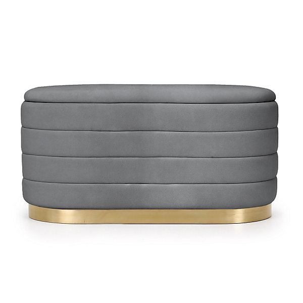 Banc en velours avec rangement 80 cm BELLA Gris Foncé