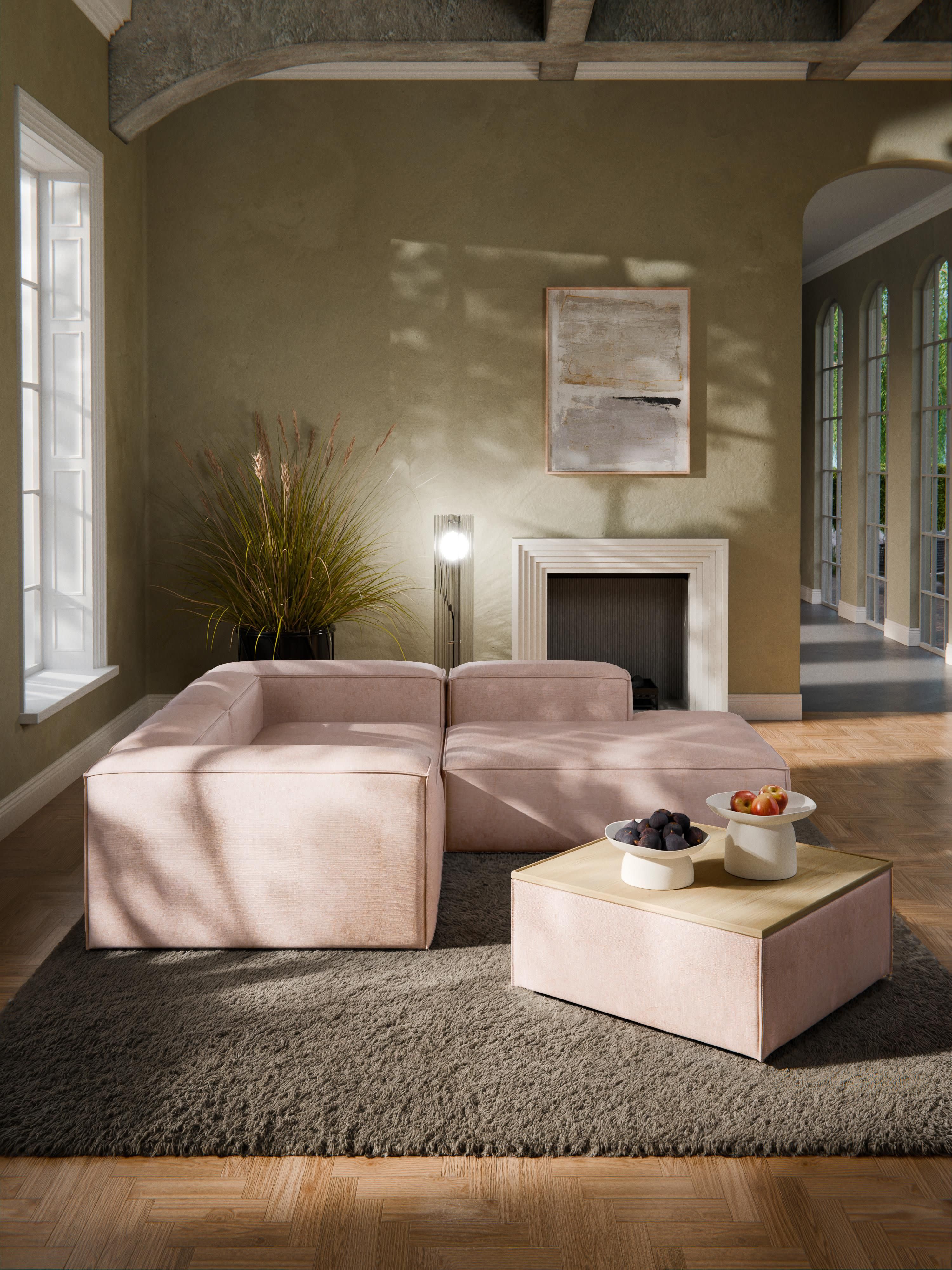 Sofa-Hocker Lennon aus Leinen-Mix mit Stauraum