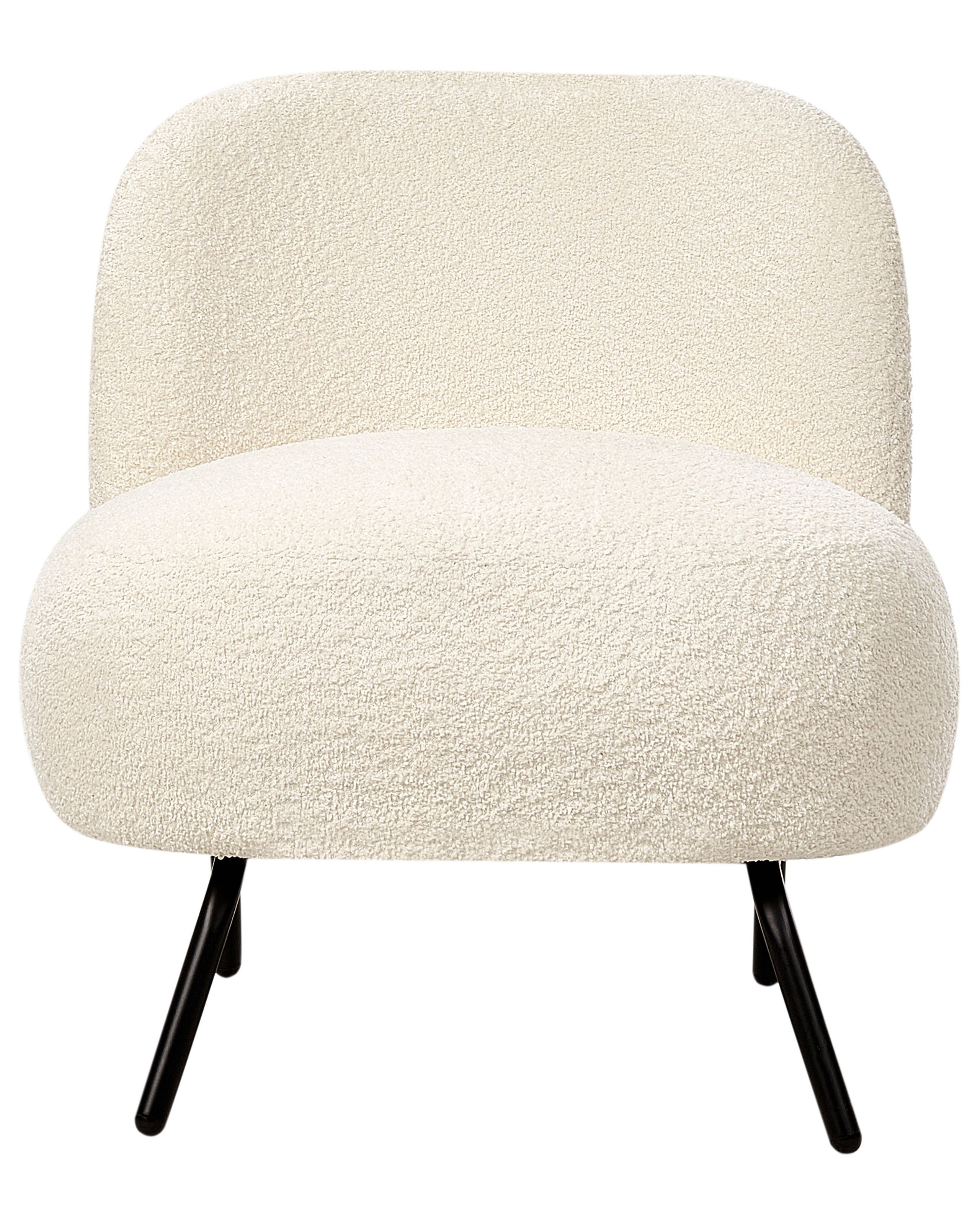 Fotel boucle w stylu retro złamana biel