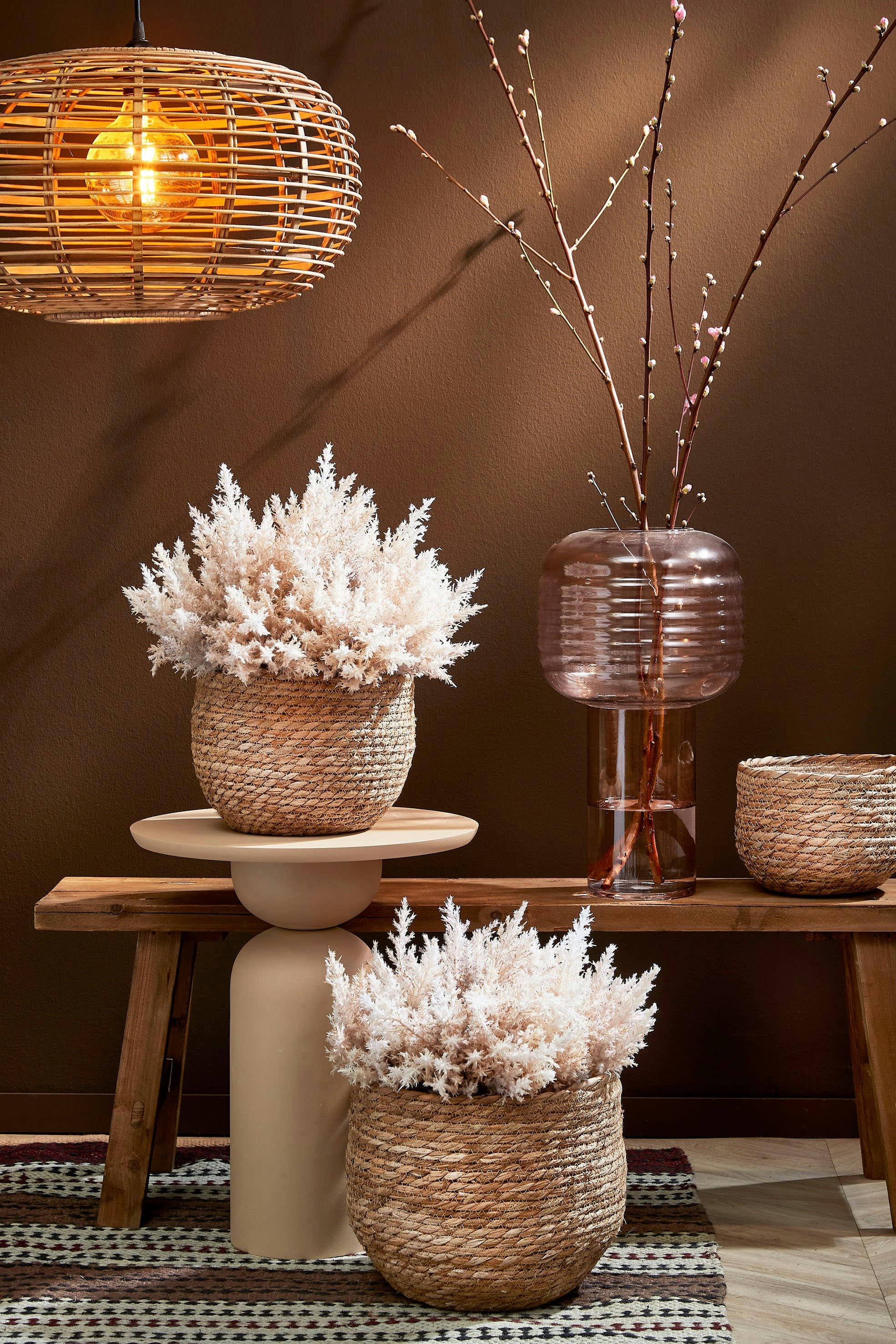 JORCK - Panier à plantes en jonc de mer marron clair D22